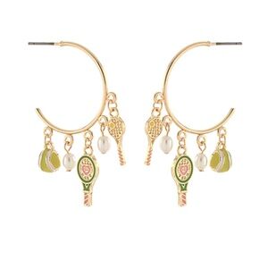 Tennis Enamel Charm Trimmed Hoops